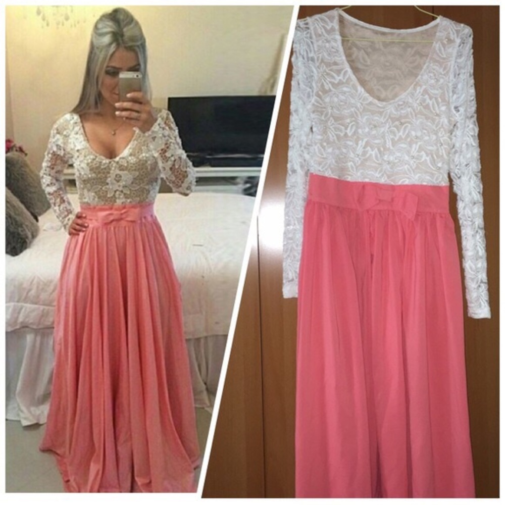 Pink and white dress